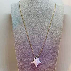 Long Snake Link Chain with White Star Pendant